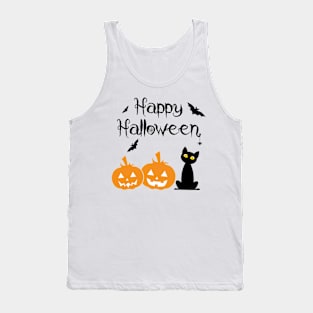 Happy Halloween Cat Pumpkin Tank Top